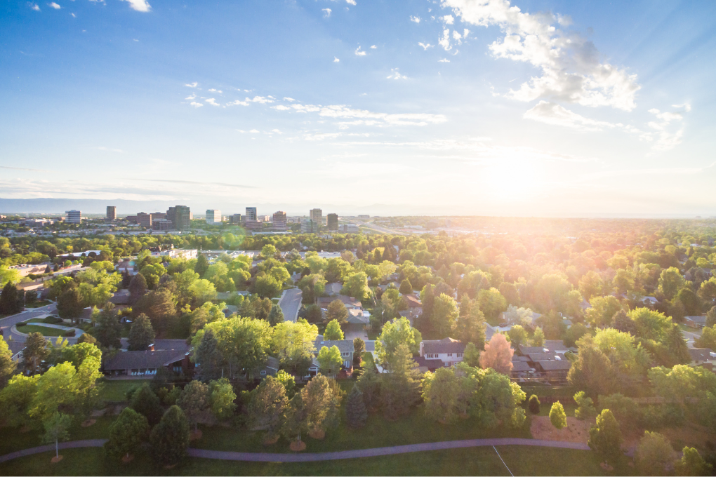 Bird's eye view of houses.