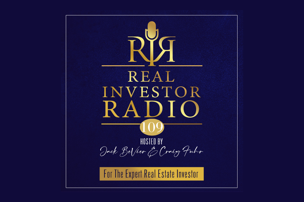Real Investor Radio graphic featuring Episode 109 with hosts Jack BeVier and Craig Fuhr and guest Odetta Cushi, deputy chief economist at First American Financial.